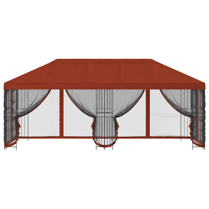 Paviljong med väggar 6 x 3 m Terracotta Polyester och Stål 190