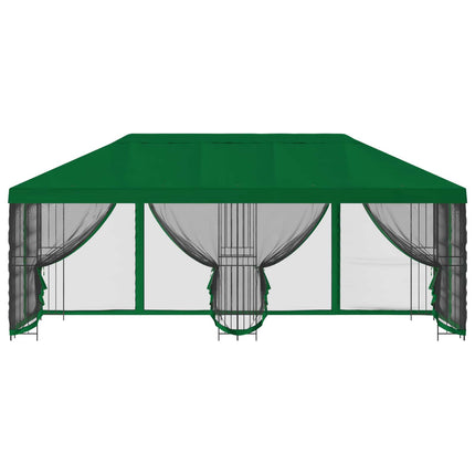 Paviljong med väggar 6 x 3 m Grön Polyester och Stål 190