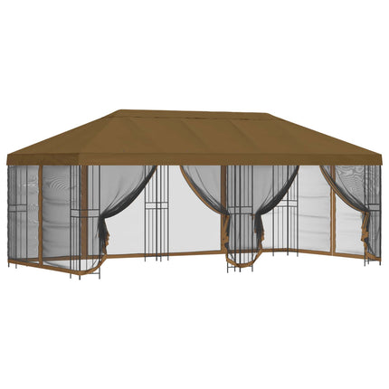 Paviljong med väggar 6 x 3 m Taupe Polyester och Stål 190 gsm