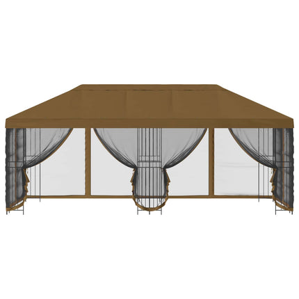 Paviljong med väggar 6 x 3 m Taupe Polyester och Stål 190