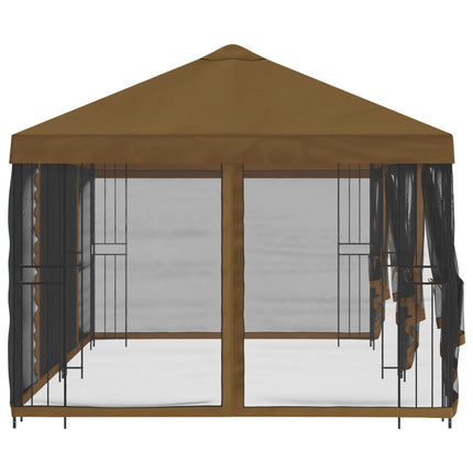 Paviljong med väggar 6 x 3 m Taupe Polyester och Stål 190