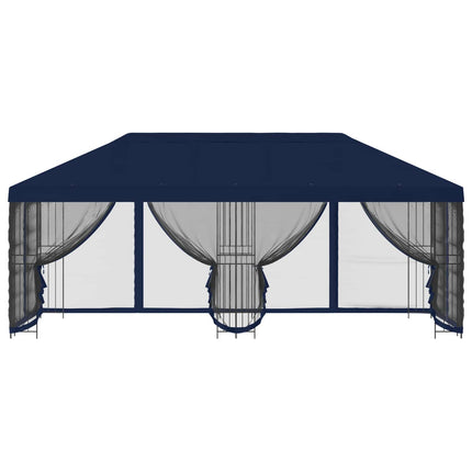 Paviljong med väggar 6 x 3 m Blå Polyester och Stål 190 gsm