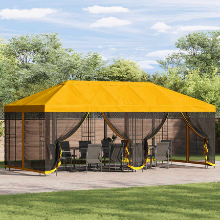 Paviljong med väggar 6 x 3 m Gul Polyester och Stål 190