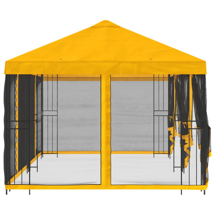 Paviljong med väggar 6 x 3 m Gul Polyester och Stål 190 gsm