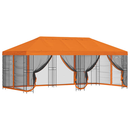 Paviljong med väggar 6 x 3 m Orange Polyester och Stål 190