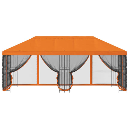 Paviljong med väggar 6 x 3 m Orange Polyester och Stål 190