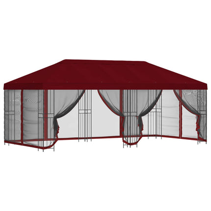 Paviljong med väggar 6 x 3 m Vinröd Polyester och Stål 190
