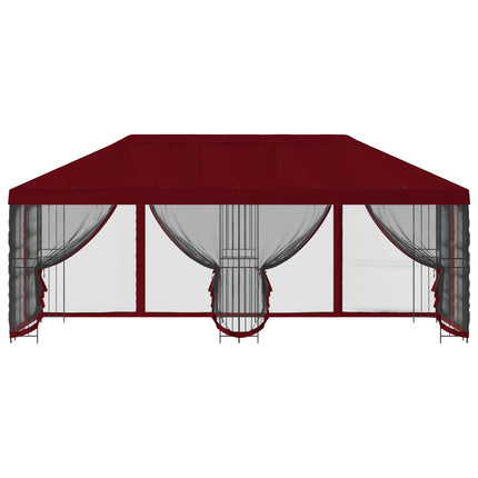 Paviljong med väggar 6 x 3 m Vinröd Polyester och Stål 190