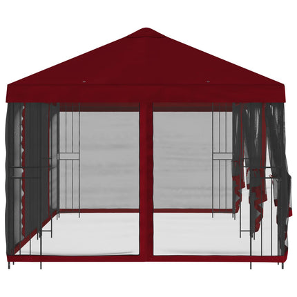 Paviljong med väggar 6 x 3 m Vinröd Polyester och Stål 190