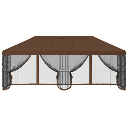 Paviljong med väggar 6 x 3 m Brun Polyester och Stål 190