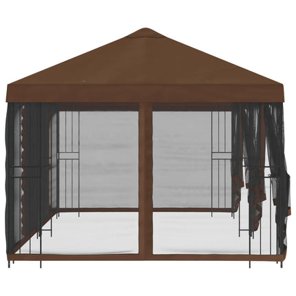 Paviljong med väggar 6 x 3 m Brun Polyester och Stål 190