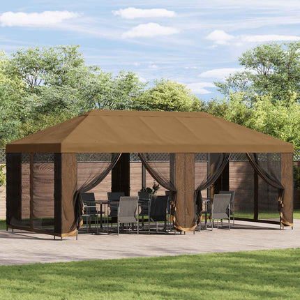 Trädgårdsgazebo 6 x 3 m Beige Polyester och Stål 190