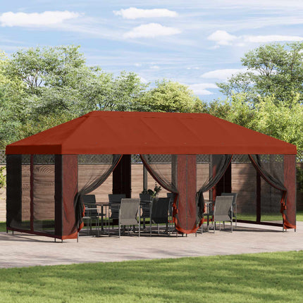 Trädgårdsgazebo 6 x 3 m Terracotta Polyester och Stål 190