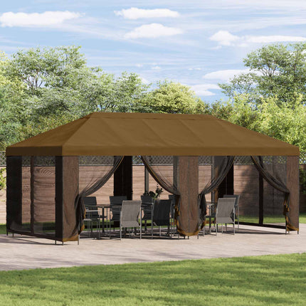 Trädgårdsgazebo 6 x 3 m Taupe Polyester och Stål 190