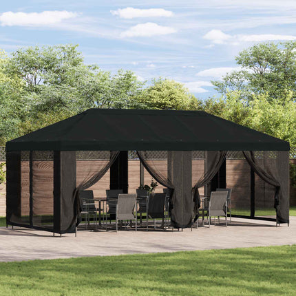 Trädgårdsgazebo 6 x 3 m Svart Polyester och Stål 190