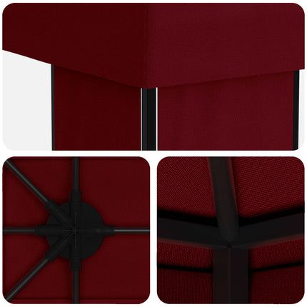 Trädgårdsgazebo 6 x 3 m Vinröd Polyester och Stål 190