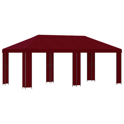 Trädgårdsgazebo 6 x 3 m Vinröd Polyester och Stål 190