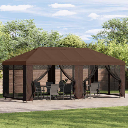 Trädgårdsgazebo 6 x 3 m Brun Polyester och Stål 190