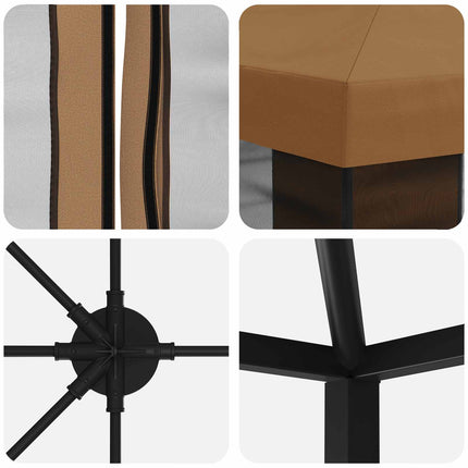Trädgårdsgazebo med sidoväggar 6 x 3 m Beige Polyester och Stål