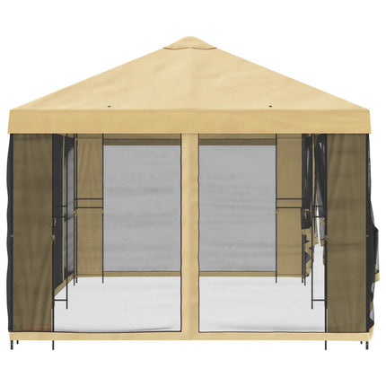 Trädgårdsgazebo med sidoväggar 6 x 3 m Gräddvit