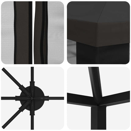 Paviljong med väggar 6 x 3 m Antracit Polyester och Stål 190