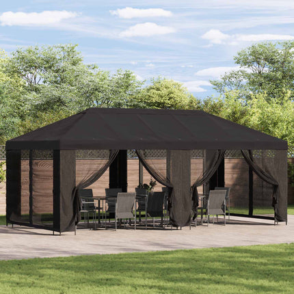 Trädgårdsgazebo med sidoväggar 6 x 3 m Antracit