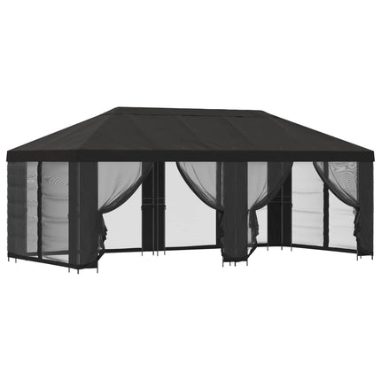Trädgårdsgazebo med sidoväggar 6 x 3 m Antracit