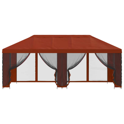 Paviljong med väggar 6 x 3 m Terracotta Polyester och Stål 190