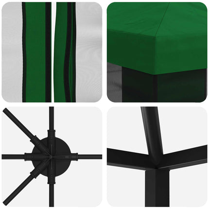 Paviljong med väggar 6 x 3 m Grön Polyester och Stål 190