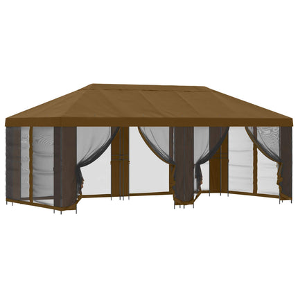 Paviljong med väggar 6 x 3 m Taupe Polyester och Stål 190