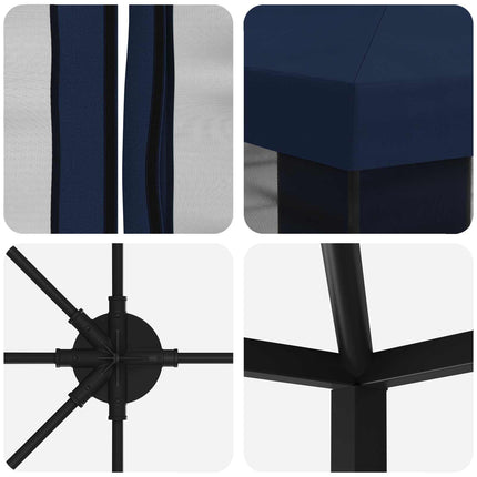 Paviljong med väggar 6 x 3 m Blå Polyester och Stål 190