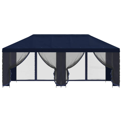 Trädgårdsgazebo med sidoväggar 6 x 3 m Blå Polyester och Stål