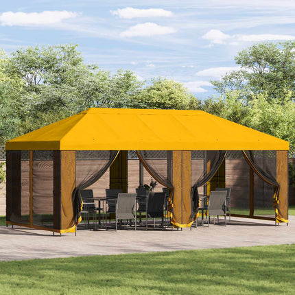 Paviljong med väggar 6 x 3 m Gul Polyester och Stål 190