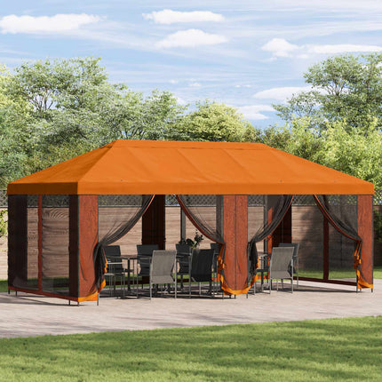 Paviljong med väggar 6 x 3 m Orange Polyester och Stål 190