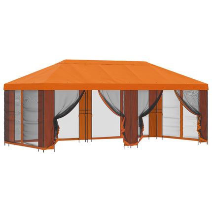Trädgårdsgazebo med sidoväggar 6 x 3 m Orange