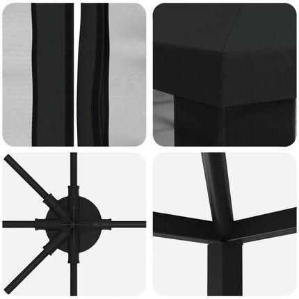 Paviljong med väggar 6 x 3 m Svart Polyester och Stål 190