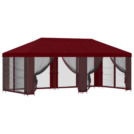 Trädgårdsgazebo med sidoväggar 6 x 3 m Vinröd