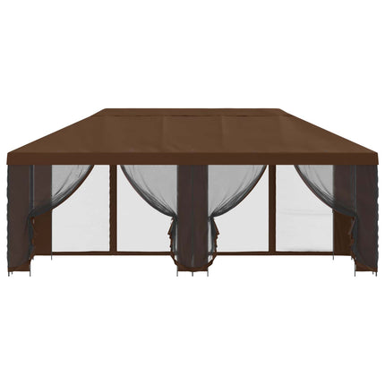 Paviljong med väggar 6 x 3 m Brun Polyester och Stål 190