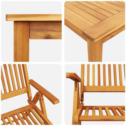 Trädgårdsmöbelset Fällbar 5 pcs Brun Massivt Akaciaträ