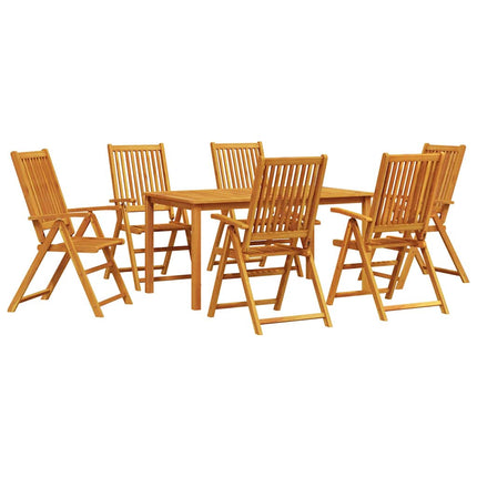 Trädgårdsmöbelset Fällbar 7 pcs Brun Massivt Akaciaträ