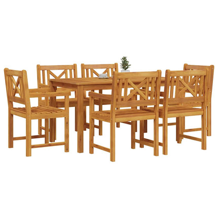 Trädgårdsmöbelset 7 pcs Brun Massivt Akaciaträ