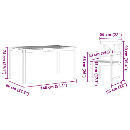 Trädgårdsmöbelset 7 pcs Brun Massivt Akaciaträ
