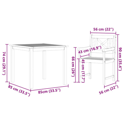 Trädgårdsmöbelset 3 pcs Brun Massivt akaciaträ