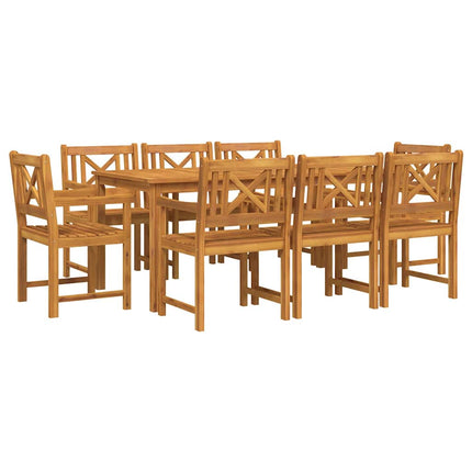Trädgårdsmöbelset 9 pcs Brun Massivt Akaciaträ