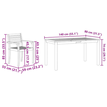 Trädgårdsmöbelset 5 pcs Brun Massivt Akaciaträ