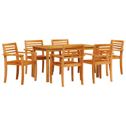 Trädgårdsmöbelset 7 pcs Brun Massivt Akaciaträ