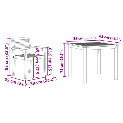 Trädgårdsmöbelset 5 pcs Brun Massivt Akaciaträ