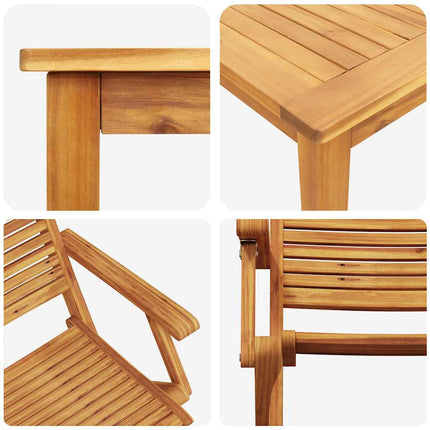 Trädgårdsmöbelset 5 pcs Brun Massivt Akaciaträ