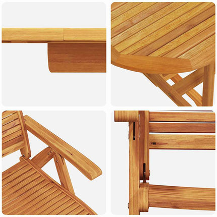 Trädgårdsmöbelset 9 pcs Brun Massivt Akaciaträ