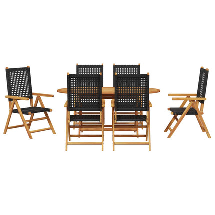 Trädgårdsmöbelset 7 pcs Svart Massivt Akaciaträ